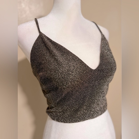 Windsor Crop Top| Windsor Gold Sequin| Color: Black/Gold | Size: Small - Picture 6 of 7